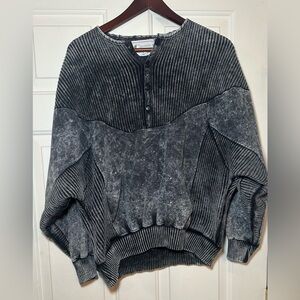 Vintage 80s Organically Grown by Arpeja Sz‎ L Dry Wash Half-button Pullover.